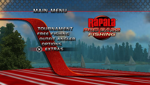 Rapala Pro Bass Fishing 2010 title screen for PSP